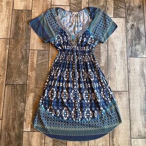 Live and Let Live Blue and Green Midi Dress